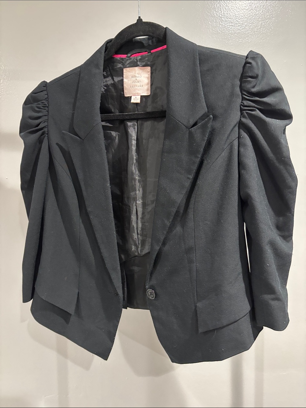 adidas Black Women's Puff-Sleeve Blazer Jacket